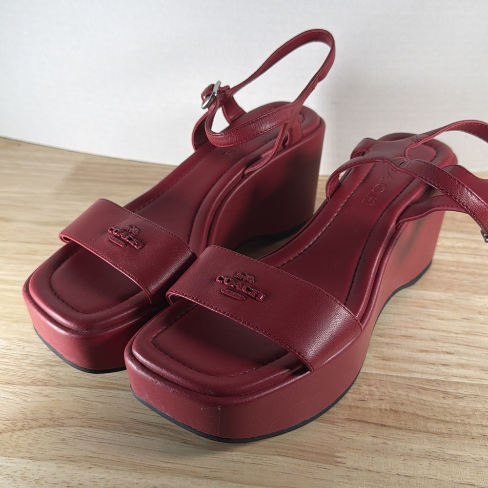Women's Coach Gale Wedge Sandal In Red |Signature Jacquard | Size 6.5